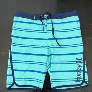 Boy's Hurley Blue Striped Board-shorts in Size 20